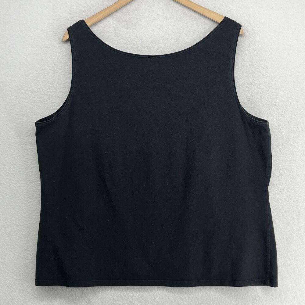 EILEEN FISHER Tank Top 1X Stretch Supima Organic Cotton Jersey Washed Black USA - Picture 2 of 9